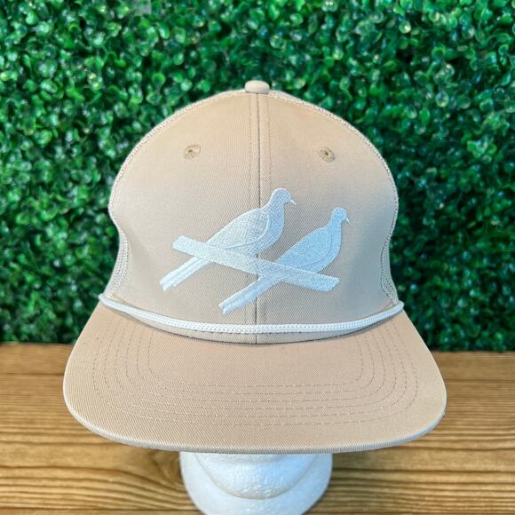 Two Doves Logo Rope 6 Panel Trucker Beige Mens Hat Adult Cap - Picture 1 of 8